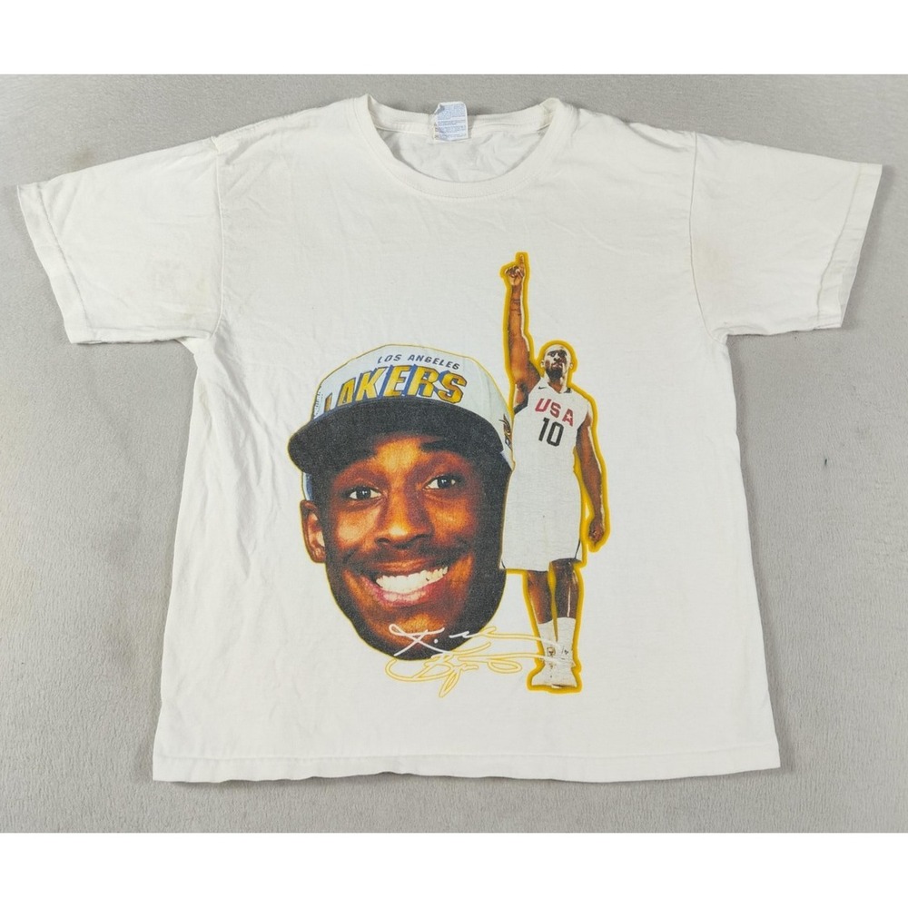 Vintage Yazbek Los Angeles Lakers Shirt Boys Large White NBA Kobe Bryant School